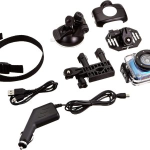 Mini HD Sports Action Camera - Camcorder w/ 5.0 MP Cam, 2" Touch Screen, USB SD Card, Rechargeable Battery - IPX8 Waterproof Case Bike Handle bar, Helmet Mount, Car Charger - Pyle GDV123BL (Blue)
